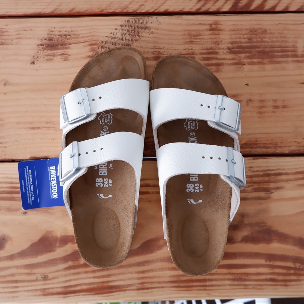 White Leather Birkenstock’s, brand new! Size 38